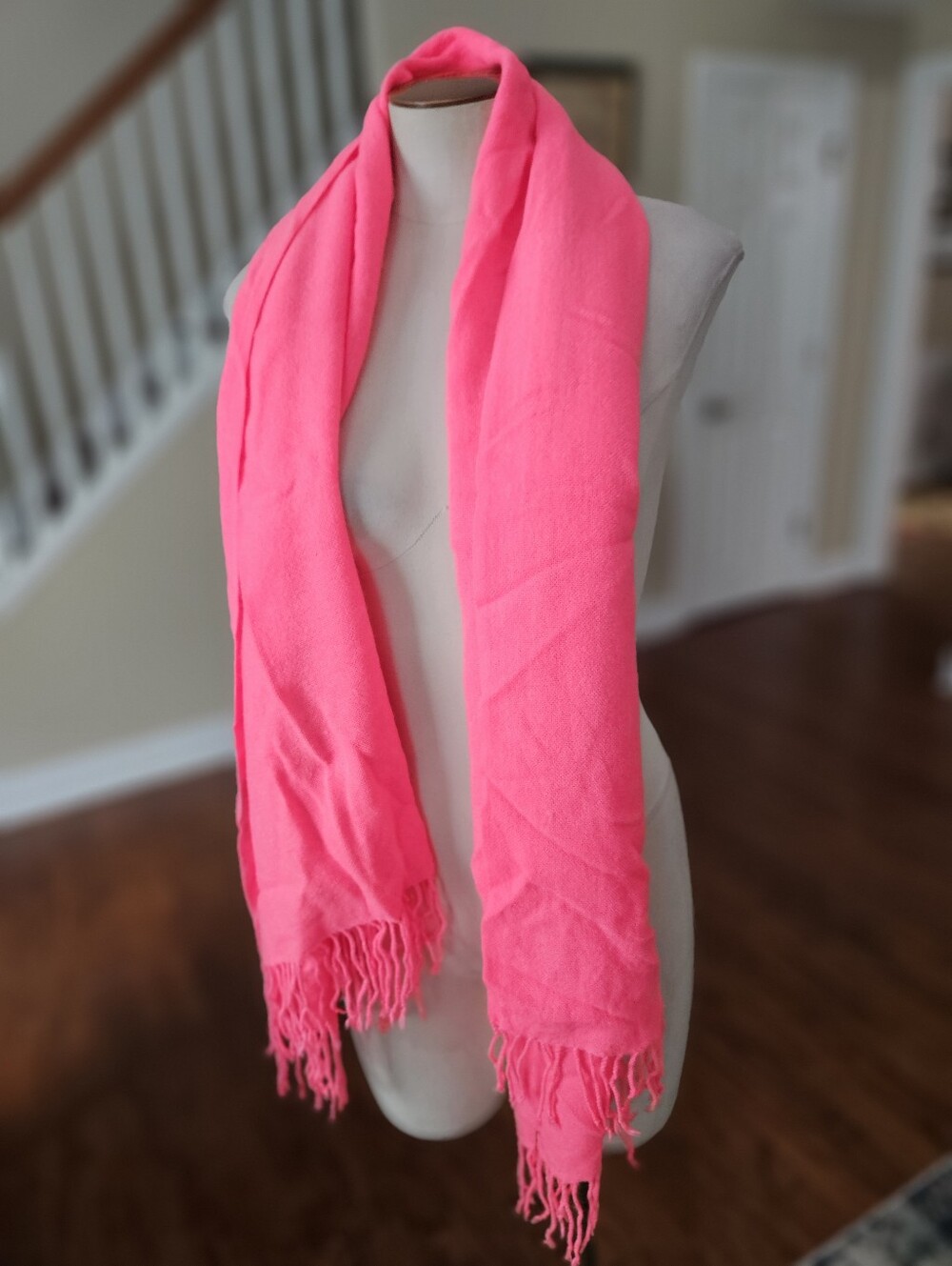 Pink Fringe Scarf